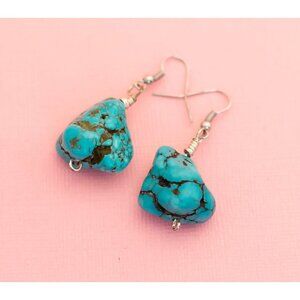 Vintage Blue Unique Stone Dangle Earrings | H26